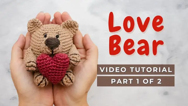 Video thumbnail for How to crochet a love Bear! Amigurumi Video tutorial Chubby Bear pattern  PART 1