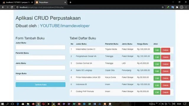 'Video thumbnail for Membuat Aplikasi CRUD Sederhana Dengan PHP Dan MYSQL | CRUD Perpustakaan'