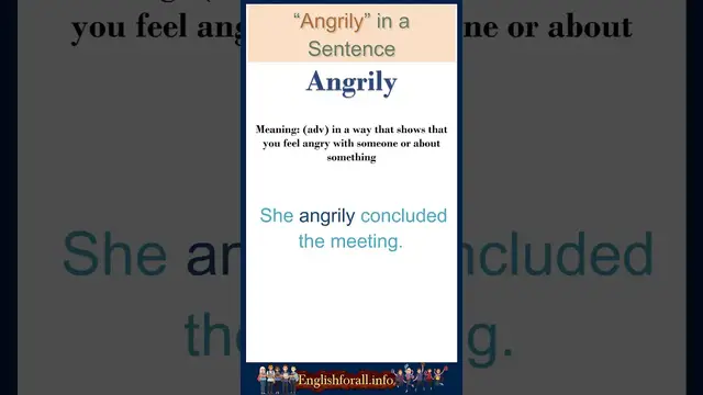 Video thumbnail for Angrily meaning | Angrily in a Sentence | Most common words in English #shorts