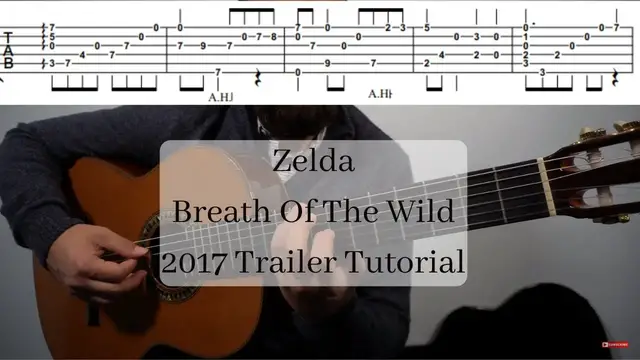 Video thumbnail for Zelda Guitar - Breath of the Wild Guitar Tutorial 2017 Trailer (Slow + Tabs)