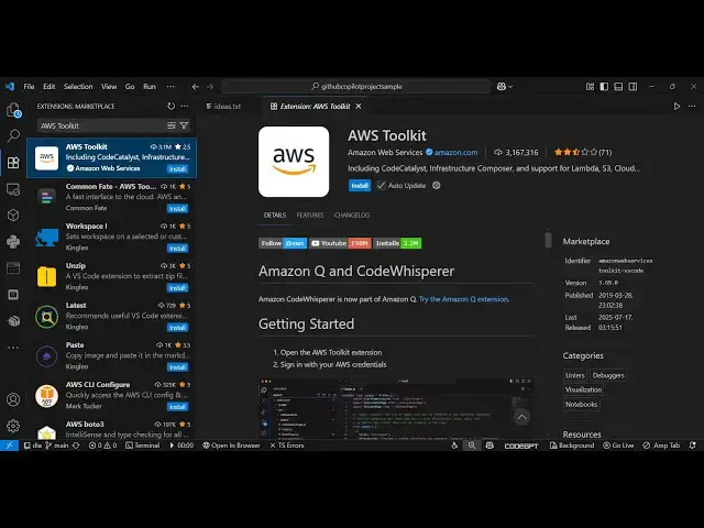 Video thumbnail for Amazon AWS Toolkit CodeWhisperer AI Best FREE Alternative to GitHub Copilot For VSCode is INSANE