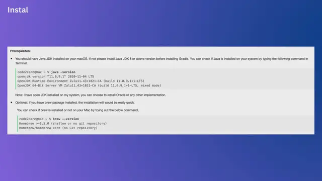 Video thumbnail for Installing Gradle on macOS - Gradle Tutorial