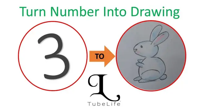 Video thumbnail for Turn Number into drawing | Easy Drawing | Art for Kids no- 3 | TubeLife