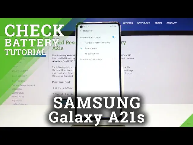 'Video thumbnail for How to Enable Battery Percentage in SAMSUNG Galaxy A21s – Show Battery Level'