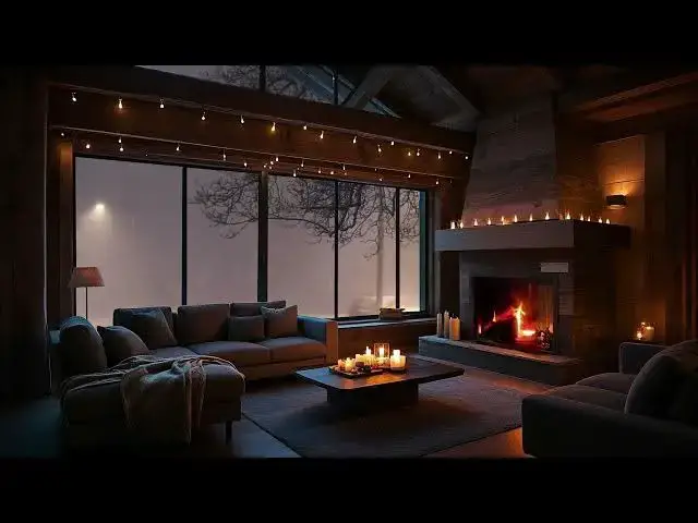 'Video thumbnail for On a snowstorm night, a hut in the mountains, a bonfire, and the howling wind and snow'