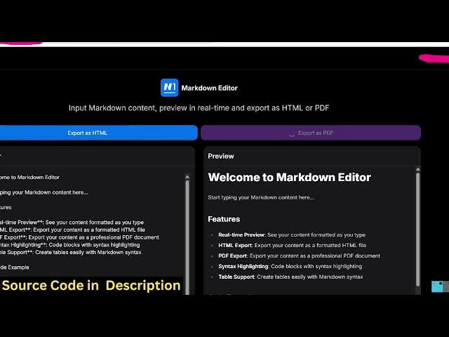 Video thumbnail for Build a Next.js Markdown Viewer & Editor in Browser to Export MD to HTML & PDF in TypeScript