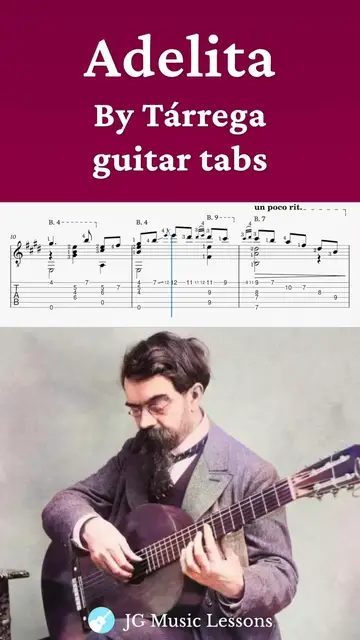 'Video thumbnail for Adelita by Tarrega guitar tabs 🎸'