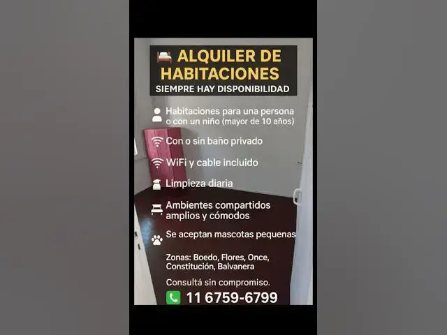 Video thumbnail for hoteles familiares habitaciones disponibles por mes 5 Sucursales capital federal con y sin baño priv