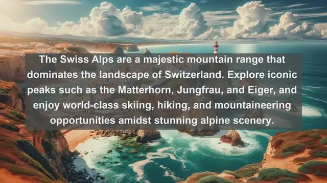 Video thumbnail for Discover the Beauty of Switzerland: Top 10 Must-Visit Landscapes