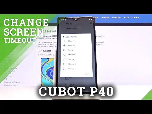 'Video thumbnail for How to Adjust Screen Timeout in CUBOT P40 – Change Sleep Time'