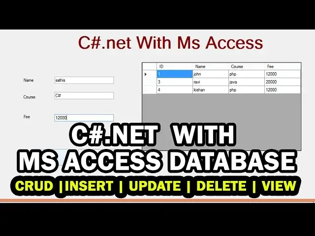 Video thumbnail for C#.net Connect to MS Access Crud|| Insert | Update | Delete | View