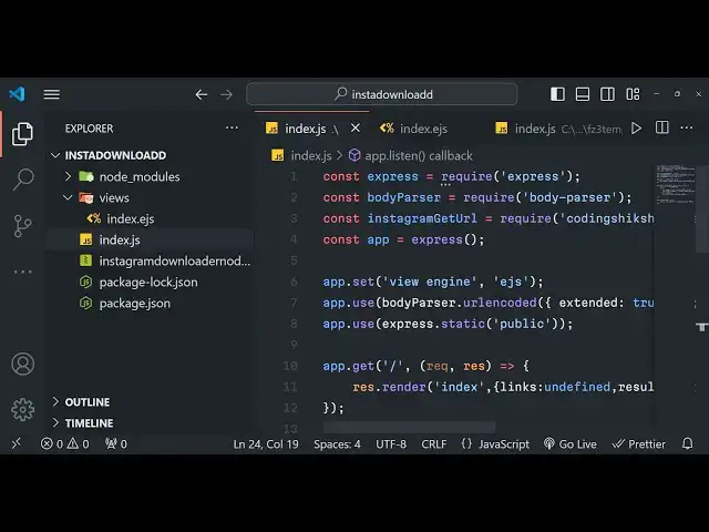 Video thumbnail for Build a Instagram API Video & Image Post Downloader in Node.js & Express Using Javascript