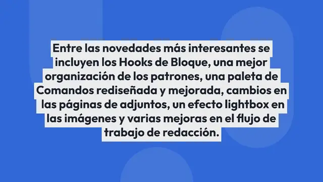 Video thumbnail for Novedades de WordPress 6.4: Hooks de Bloque, Flujo de Trabajo Mejorado, Nuevas Herramientas de Diseño, un Nuevo Tema Predeterminado y Mucho Más