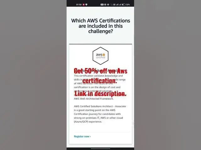 'Video thumbnail for AWS solution Architect Associates certificate 50 % discount coupon #Aws #Devops'