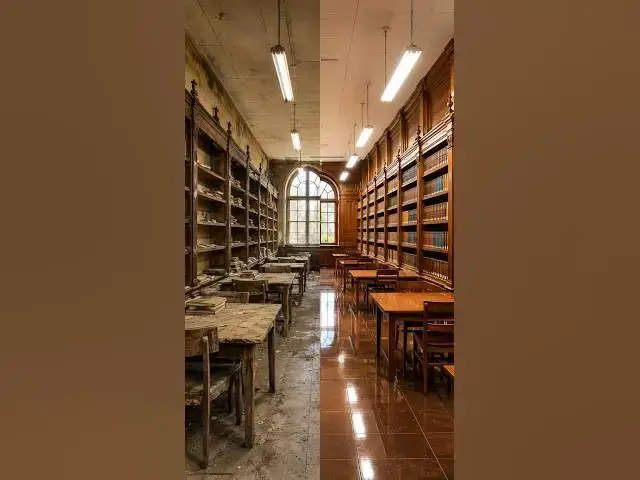 Video thumbnail for पुरानी Library का जबरदस्त Transformation 😱 | Before vs After #Shorts#LibraryRestoration