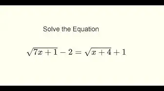 Video thumbnail for Solve Equation with Square Root on Both Sides
