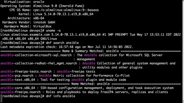 Video thumbnail for How to install Ansible in AlmaLinux 9 - Ansible install