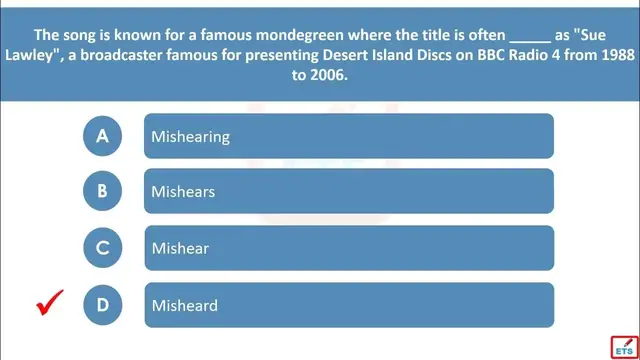 Video thumbnail for English Verb Tenses: Mishear, Mishears, Misheard, Mishearing Quiz