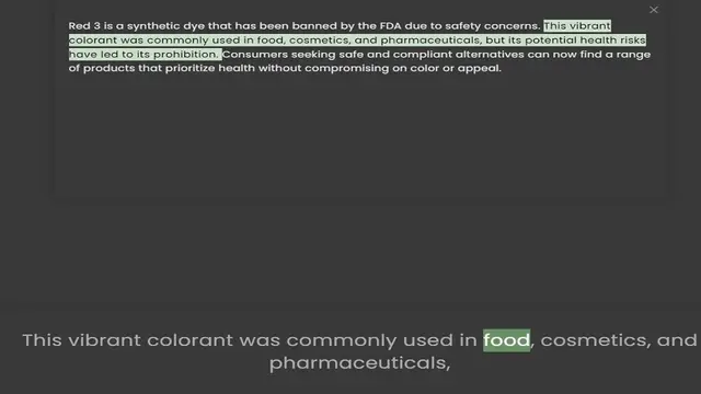 Video thumbnail for colorant was commonly used in food, cosmetics, and pharmaceuticals, but its potential health risks have led to its prohibition. Consumers seeking safe and compliant alternatives can now find a range of products that prioritize health with