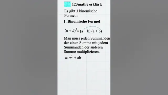 Video thumbnail for 1. Binomische Formeln #short