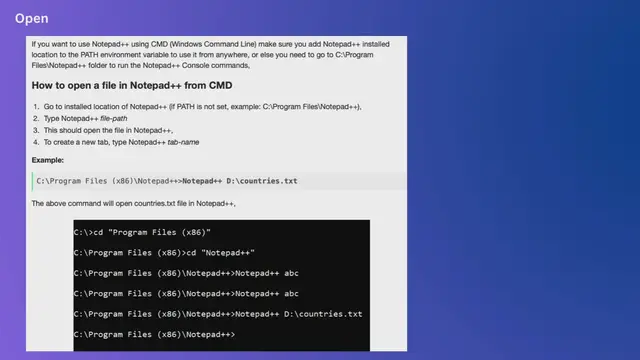 Video thumbnail for Open file using CMD in Notepad++