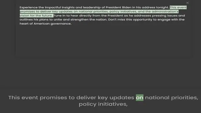 Video thumbnail for promises to deliver key updates on national priorities, policy initiatives, and the administration's vision for the future. Tune in to hear directly from the President as he addresses pressing issues and outlines his plans to unite and st