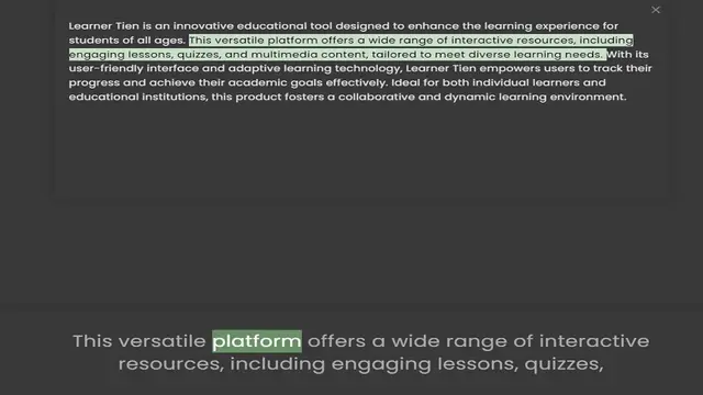 'Video thumbnail for Learner Tien is an innovative educational tool designed to enhance the learning experience for students of all ages. This versatile platform offers a wide range of interactive resources, including engaging lessons, quizzes, and multimedia'