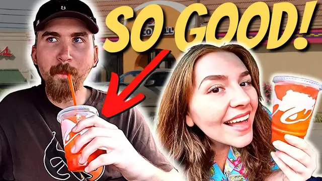 'Video thumbnail for We Tried Taco Bell's NEW Cherry Sunrise Freeze!'