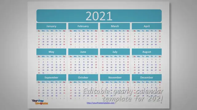 Video thumbnail for Printable calendar 2021 template