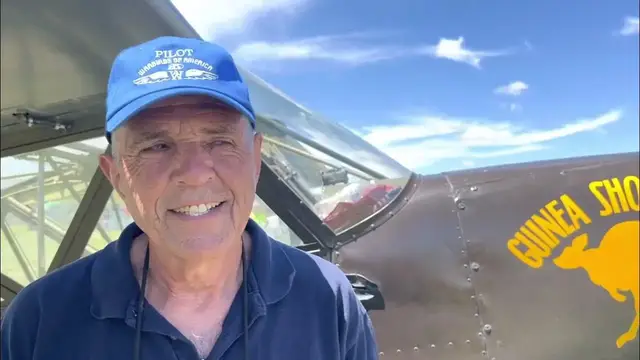 Video thumbnail for AirVenture Interviews, USN Capt (Ret) Steve Seal, Stinson L-5 Pilot. Flying into Oshkosh