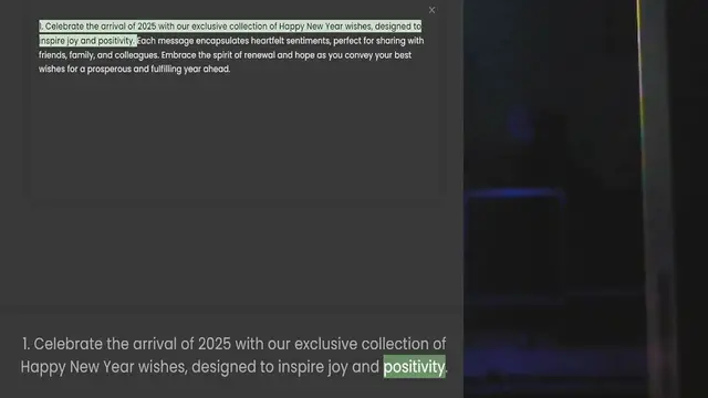Video thumbnail for inspire joy and positivity. Each message encapsulates heartfelt sentiments, perfect for sharing with friends, family, and colleagues. Embrace the spirit of renewal and hope as you convey your best wishes for a prosperous and fulfilling ye