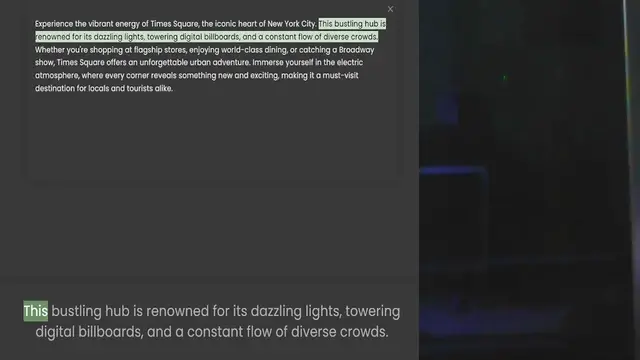 Video thumbnail for Experience the vibrant energy of Times Square, the iconic heart of New York City. This bustling hub is renowned for its dazzling lights, towering digital billboards, and a constant flow of diverse crowds. Whether you're shopping at flagsh