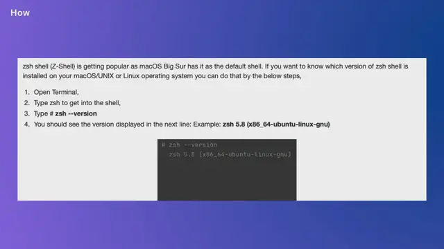 Video thumbnail for How to check zsh installed version using terminal