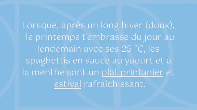 Video thumbnail for Spaghetti en sauce au yaourt et à la menthe