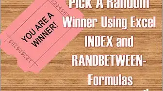 Video thumbnail for Excel Tip Use Array and RANDBETWEEN To Pick A Random Winner In Excel