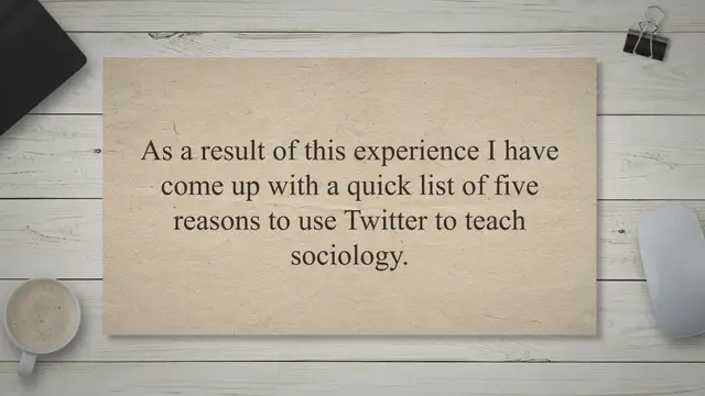 Video thumbnail for Five Reasons to Use Twitter in Sociology Classrooms