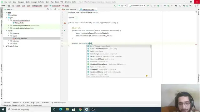 Video thumbnail for How to Switch Torch or Flash Light on and off in Android App Using Android Studio and Java