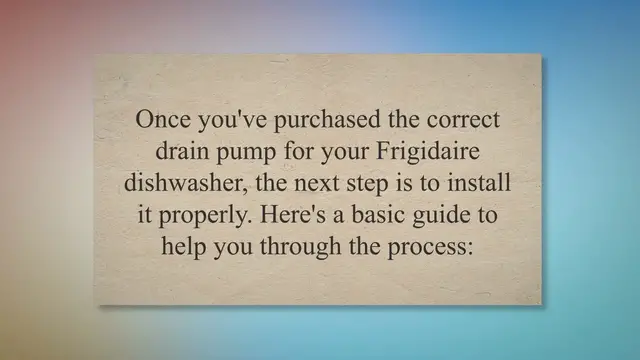 'Video thumbnail for How To Replace Drain Pump Compatible With Frigidaire Dishwasher?'