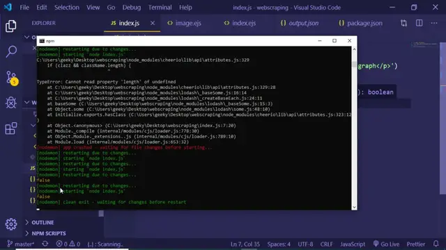 Video thumbnail for Node.js Web Scraping Cheerio HasClass Method Example