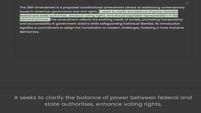 Video thumbnail for The 28th Amendment is a proposed constitutional amendment aimed at addressing contemporary issues in American governance and civil rights. It seeks to clarify the balance of power between federal and state authorities, enhance voting righ