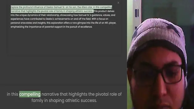 'Video thumbnail for Explore the profound influence of Deebo Samuel Sr. on his son, the 49ers star, in this compelling narrative that highlights the pivotal role of family in shaping athletic success. This product delves into the unique dynamics of their rela'