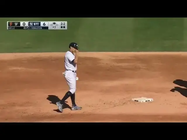 'Video thumbnail for Gleyber Torres Scores on a Wild-Pitch by Sean Hjelle! | New York Yankees | 4/2/2023'