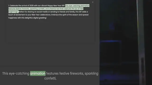 Video thumbnail for features festive fireworks, sparkling confetti, and cheerful text that captures the joy of new beginnings. Perfect for sharing on social media or sending to friends and family, this GIF adds a touch of excitement to your New Year celebrat