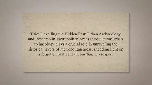 Video thumbnail for Urban archaeology and research in metropolitan areas