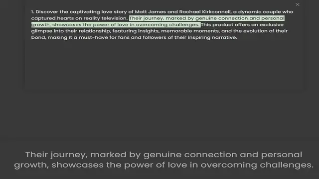 Video thumbnail for 1. Discover the captivating love story of Matt James and Rachael Kirkconnell, a dynamic couple who captured hearts on reality television. Their journey, marked by genuine connection and personal growth, showcases the power of love in over