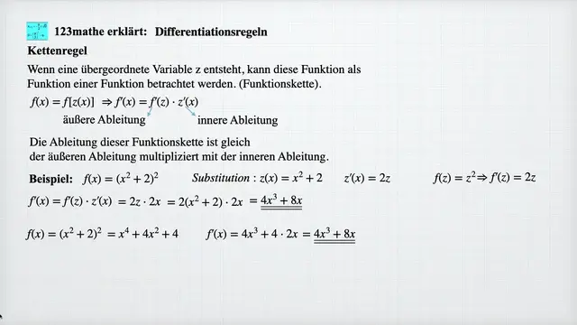 Video thumbnail for Differentiationsregeln Kettenregel
