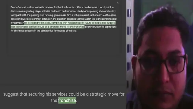 Video thumbnail for Deebo Samuel, a standout wide receiver for the San Francisco 49ers, has become a focal point in discussions regarding player salaries and team performance. His dynamic playing style and ability to impact both the passing and running game