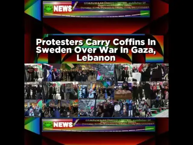 Video thumbnail for Protesters Carry Coffins In Sweden Over War In Gaza, Lebanon