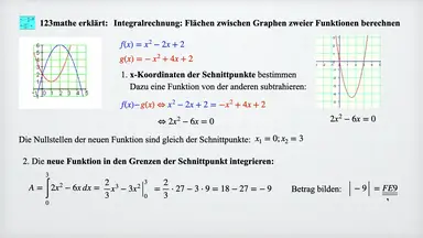'Video thumbnail for Integral Fläche zwischen Graphen'