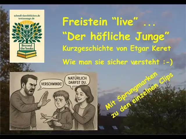 'Video thumbnail for Keret, "Der höfliche Junge" - die KG und ihre Aussage sicher verstehen - mit Freistein im Live-Modus'